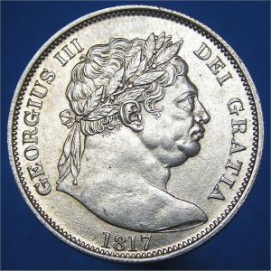 1817 HalfCrown, bull neck, George III aUnc