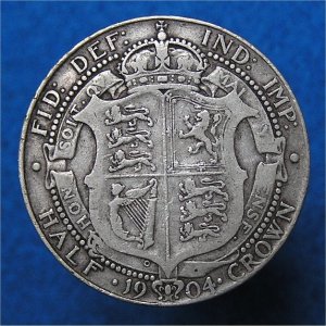 1904 HalfCrown, Edward VII F++ Rare Reverse