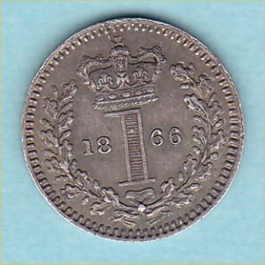 1866 Maundy Penny, Victoria, EF Reverse