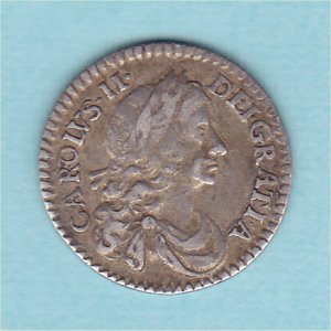 1673 Maundy Twopence, Charles II, aVF