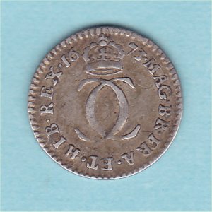 1673 Maundy Twopence, Charles II, aVF Reverse