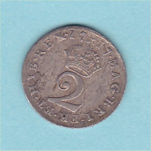 1717 Maundy Twopence, George I, EF Reverse