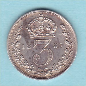 1887 Currency Threepence, Victoria, 3 Reverse