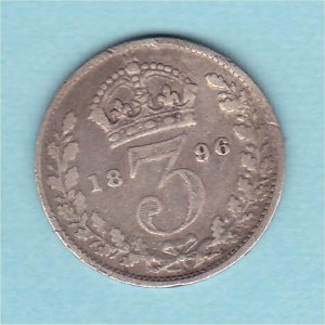 1896 Currency Threepence, Victoria, 1 Reverse