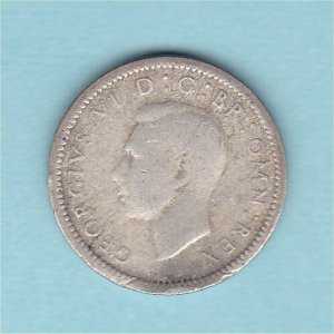 1944 Currency Threepence, George VI, aF