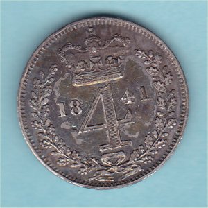 1841 Maundy Fourpence, Victoria, aVF Reverse