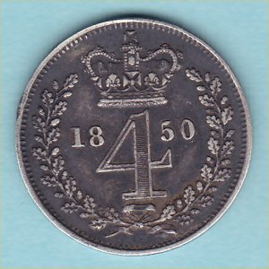 1850 Maundy Fourpence, Victoria, VF Reverse