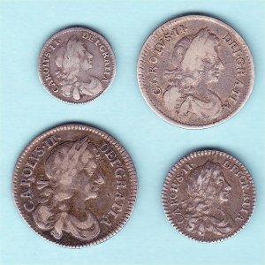 1673 Maundy Set, Charles II, VF