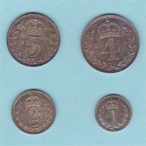 1905 Maundy Set, Edward VII, aUnc Reverse