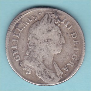 1696 (c) Shilling, William III Fine