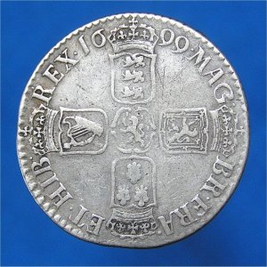 1699 Shilling, William III Flaming Hair, aVF Reverse