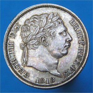 1818 Shilling, High 8 in date, George III, aEF