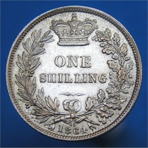 1864 Shilling, Victoria, VF or better Reverse