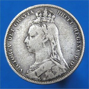 1892 Shilling, Victoria, Fine