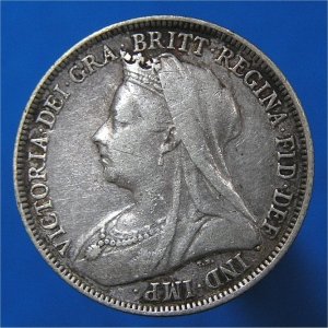 1896 Shilling, Victoria, small rose, aVF