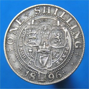 1896 Shilling, Victoria, small rose, aVF Reverse