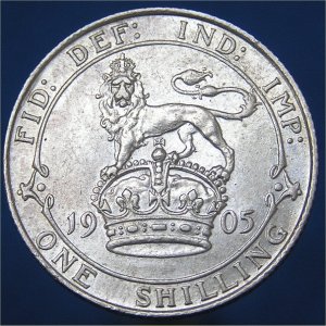 1905 Shilling, Edward VII, Rare like this, aUnc Reverse