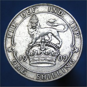 1909 Shilling, Edward VII, aVF Reverse