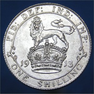 1913 Shilling, George V, aEF Reverse