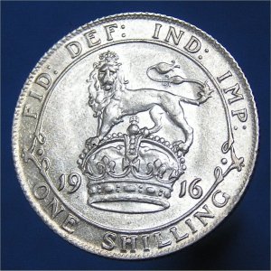 1916 Shilling, George V, EF Reverse