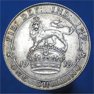 1919 Shilling, George V, aEF Reverse