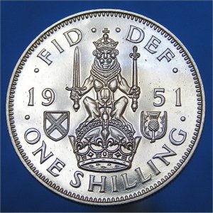 1951 Shilling, Scottish Proof, George VI, Unc Reverse