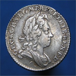 1723 Sixpence, George I, gFine/aVF