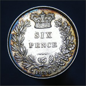 1834 Sixpence, William IV, EF+ Reverse