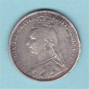 1892 Sixpence, Victoria, nFine